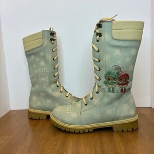 Winter Love Owl Snow Lace Up Side Zip Outdoor Women Boots European 40 US 9.5